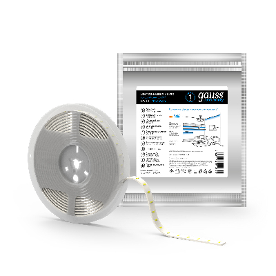 Лента светодиодная LEDх60/м 5м 14.4w/м 12в.IP20 белый Elementary Gauss