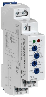 Реле фаз ORF-06D 3ф. 2 конт. 220-460В AC