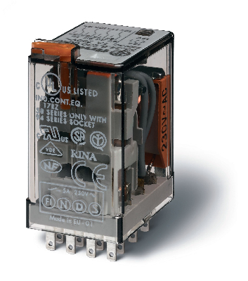Реле электромеханическое универсальное миниатюрное, монтаж в розетку, 4CO 7A, контакты AgNi, катушка 24В DC, степень защиты RTI, опции: нет