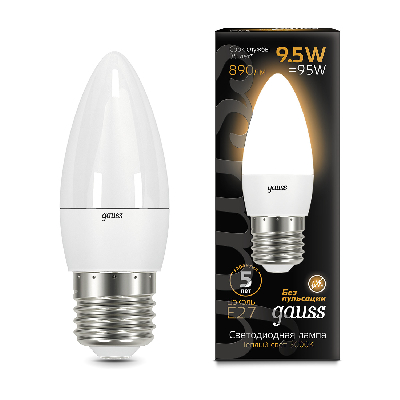 Лампа светодиодная LED 9.5 Вт 890 Лм 3000К теплая Е27 Свеча Black Gauss