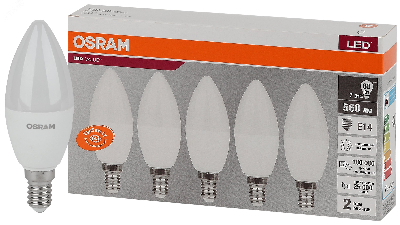 Лампа светодиодная LED 7 Вт E14 4000К 560Лм свеча 220 В (замена 60Вт) OSRAM