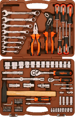 Набор инструмента универсальный 1/4'', 1/2''DR с головками торцевыми 12-гранными 1/2''DR, 77 предметов