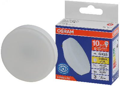 Лампа светодиодная LED 10Вт GX53 3000К 800Лм спот 220В (замена 75Вт) OSRAM