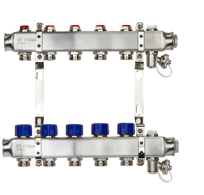 Коллекторная группа SSM-5R set 5 контуров 1' x 3/4' с термостатическими клапанами и кронштейнами