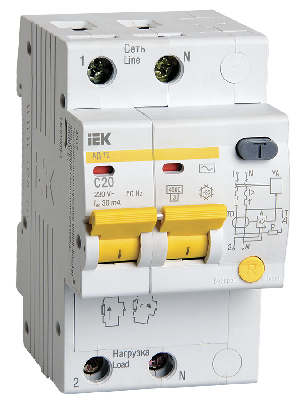 Выключатель автоматический дифференциальный АД-12 2п 20А 30мА С