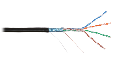 Витая пара F/UTP 4 пары кат.5e одножильный медный 0.50мм внешний PE до -60С черный